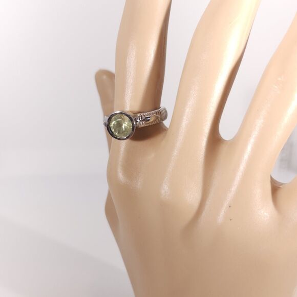 Lemon-Lime Quartz Ring Stainless Steel Size 8 - Picture 7 of 8